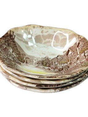4 Bowls Old English Countryside Johnson Brothers Ironstone Engravings Vintage 6"